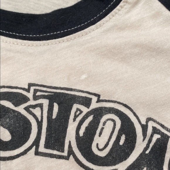Junk Food Rilling Stones 3/4 Sleeve Vintage Style Ringer Top - Picture 6 of 9